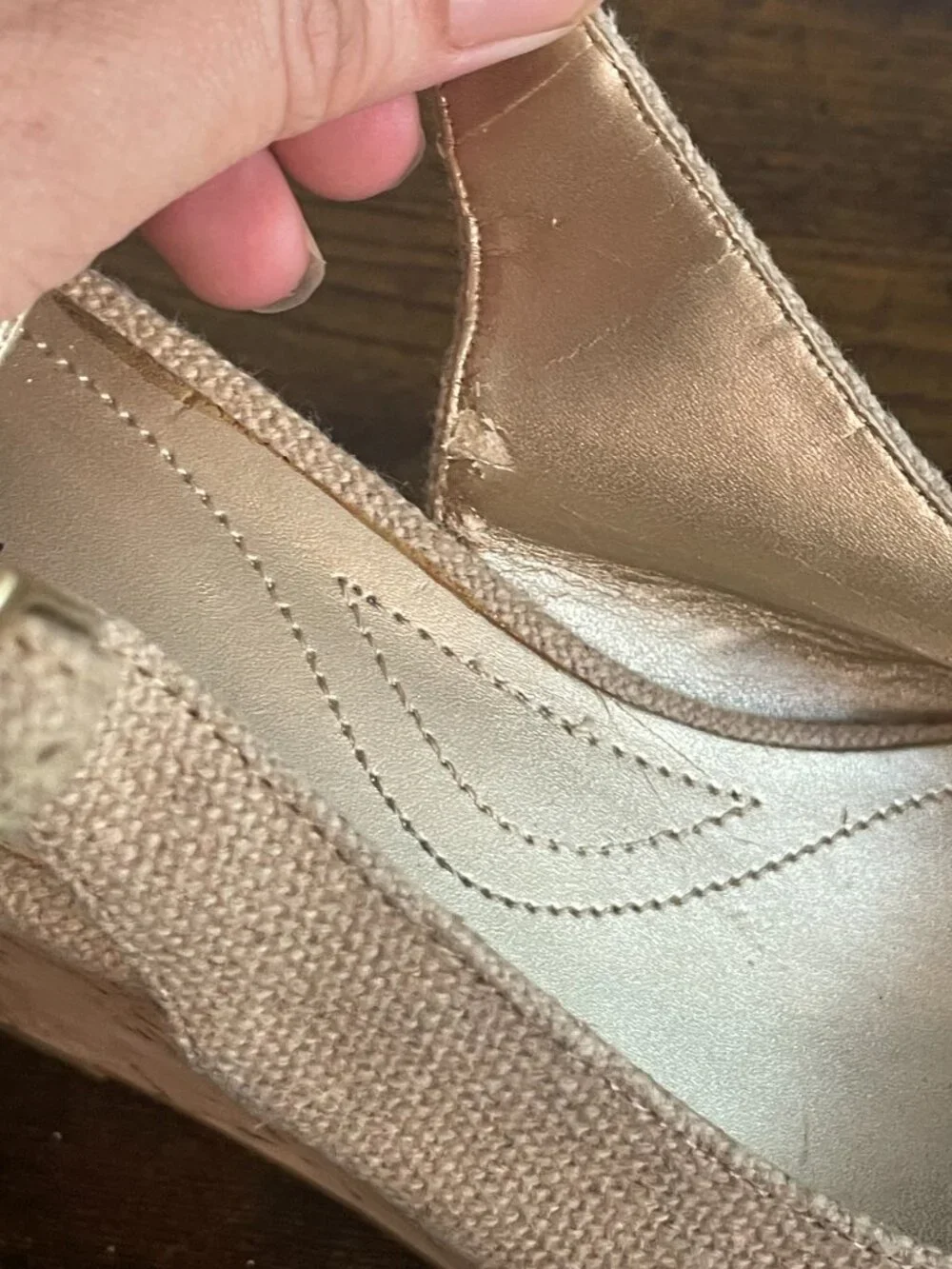 Tahari Woven Cork Wedges – Neutral Peep Toe – Size 9 (Light Wear)